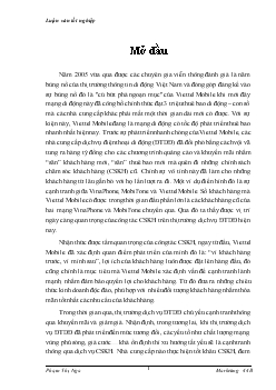 Đề tài Các giải pháp nhằm nâng cao hiệu quả hoạt động của công tác chăm sóc khách hàng tại công ty điện thoại di động Viettel Mobile
