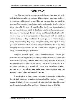 Đề tài Đề tài Một số giải pháp nhằm nâng cao hiệu quả sử dụng lao động tại Công ty Đầu tư xây dựng Số 2 Hà Nội