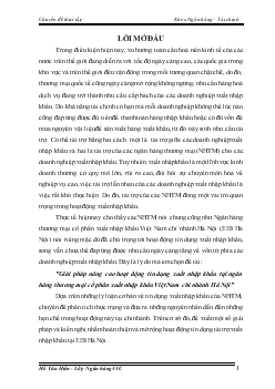 Đề tài Giải pháp nâng cao hoạt động tín dụng xuất nhập khẩu tại ngân hàng thương mại cổ phần xuất nhập khẩu Việt Nam chi nhánh Hà Nội