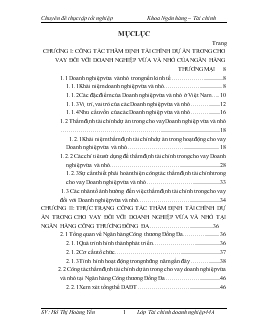 Đề tài Hoàn thiện công tác thẩm định tài chính dự án trong cho vay Doanh nghiệp vừa và nhỏ tại Ngân hàng Công thương Đống Đa