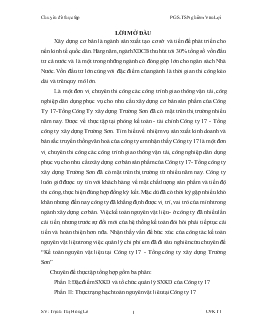 Đề tài Kế toán nguyên vật liệu tại Công ty 17 - Tổng công ty xây dựng Trường Sơn