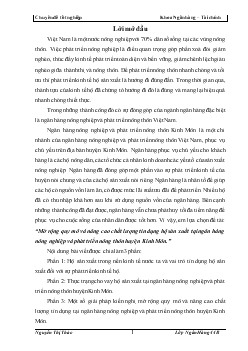 Đề tài Mở rộng quy mô và nâng cao chất lượng tín dụng hộ sản xuất tại ngân hàng nông nghiệp và phát triển nông thôn huyện Kinh Môn