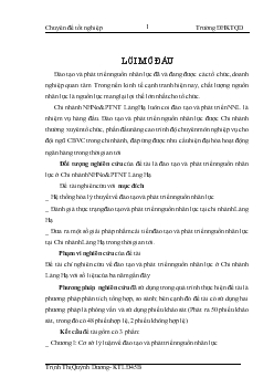 Đề tài Một số giải pháp nhằm cải tiến đào tạo và phát triển nguồn nhân lực tại chi nhánh ngân hàng nông nghiệp và phát triển nông thôn Láng Hạ