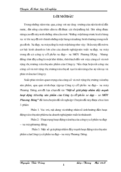 Đề tài một số giải pháp nhằm đẩy mạnh hoạt động tiêu thụ sản phẩm của công ty cổ phần xe đạp – Xe máy Phương Đông