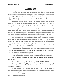 Đề tài Một số giải pháp phòng ngừa và hạn chế rủi ro tín dụng tại ngân hàng nông nghiệp và phát triển nông thôn Hà Nội