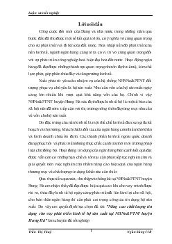 Đề tài Nâng cao chất lượng tín dụng cho vay phát triển kinh tế hộ sản xuất tại ngân hàng nông nghiệp và phát triển nông thôn huyện Hưng Hà