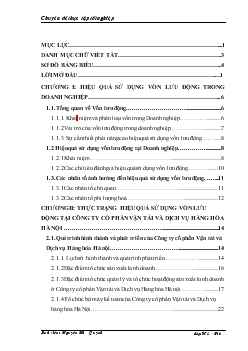 Đề tài Nâng cao hiệu quả sử dụng vốn lưu động tại Công ty cổ phần Vận tải và Dịch vụ Hàng hóa
