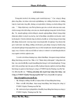 Đề tài Những giải pháp đẩy mạnh hoạt động bán hàng của Công ty TNHH Tiếp thị Thương mại Hà Nội