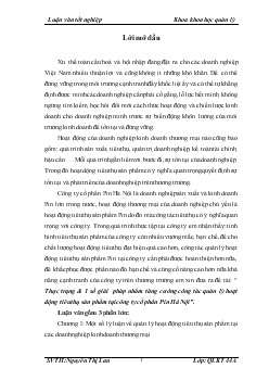 Đề tài Thực trạng và 1 số giải pháp nhằm tăng cường công tác quản lý hoạt động tiêu thụ sản phẩm tại công ty cổ phần Pin Hà Nội