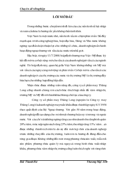 Đề tài Thực trạng và giải pháp thúc đẩy xuất khẩu hàng dệt may của công ty cổ phần may Thăng Long vào thị trường Mỹ