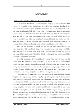 Đề tài Thực trạng xuất khẩu sản phẩm gỗ Việt Nam sang thị trường nhật bản từ năm 1999 đến nay