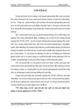 Đề tài tổ chức cụng tỏc kế toỏn chi phớ sản xuất và tớnh giỏ thành sản phẩm ở doanh nghiệp hà Tùng Anh