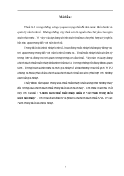 Đề tài Chính sách thuế xuất nhập khẩu ở Việt Nam trong điều kiện hội nhập