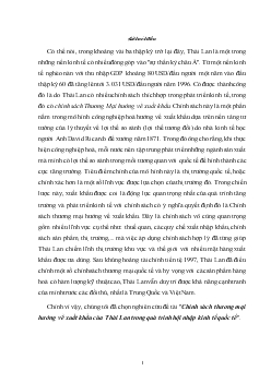 Đề tài Chính sách thương mại hướng về xuất khẩu của Thái Lan trong quá trình hội nhập kinh tế quốc tế