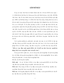 Đề tài Đầu tư trực tiếp nước ngoài (FDI) với vấn đề tạo việc làm cho người lao động Việt Nam trong tiến trình toàn cầu hóa