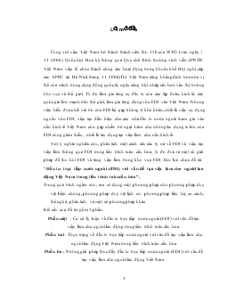 Đề tài Đầu tư trực tiếp nước ngoài (FDI) với vấn đề tạo việc làm cho người lao động Việt Nam trong tiến trình toàn cầu hóa