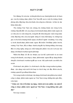 Đề tài Khảo sát việc triển khai áp dụng chính sách sản phẩm của một số công ty dược phẩm nước ngoài tại Việt Nam trong những năm gần đây