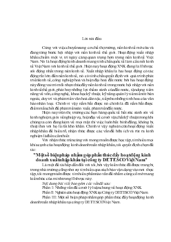 Đề tài Một số biện pháp nhằm góp phần thúc đẩy hoạt động kinh doanh xuất nhập khẩu tại công ty Detesco Việt Nam