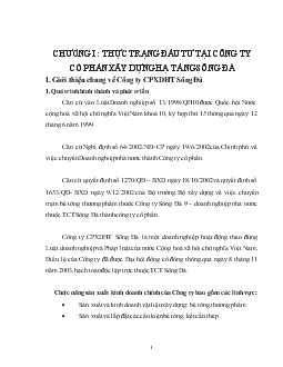 Đề tài Một số giải pháp cho hoạt động đầu tư của Công ty cổ phần xây dựng hạ tầng Sông Đà trong thời gian tới