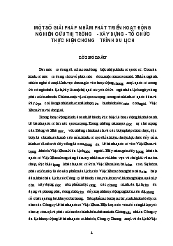 Đề tài Một số giải pháp nhằm phát triển hoạt động nghiên cứu thị trường - Xây dựng - Tổ chức thực hiện chương trình du lịch