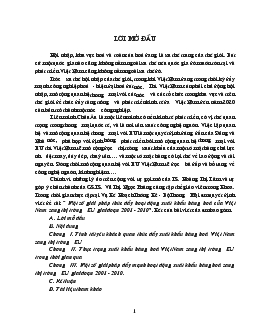 Đề tài Một số giải pháp thúc đẩy hoạt động xuất khẩu hàng hoá của Việt Nam sang thị trường EU giai đoạn 2001 - 2010