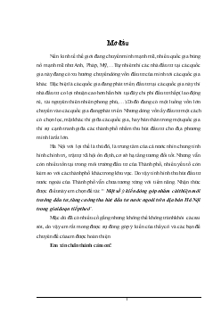 Đề tài Một số ý kiến đóng góp nhằm cải thiện môi trường đầu tư, tăng cường thu hút đầu tư nước ngoài trên địa bàn Hà Nội trong giai đoạn tiếp theo