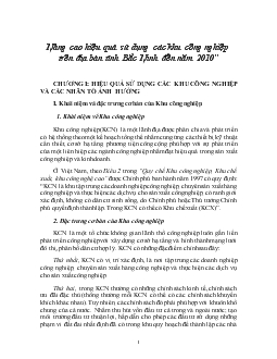 Đề tài Nâng cao hiệu quả sử dụng các khu công nghiệp trên địa bàn tỉnh Bắc Ninh đến năm 2010