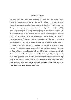 Đề tài Phân tích hoạt động xuất khẩu hàng dệt may Việt Nam - Thực trạng và giải pháp nhằm thúc đẩy hoạt động xuất khẩu hàng dệt may Việt Nam