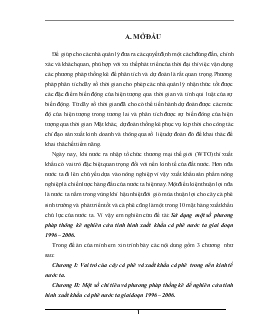 Đề tài Sử dụng một số phương pháp thông kê nghiên cứu tình hình xuất khẩu cà phê nước ta giai đoạn 1996 – 2006