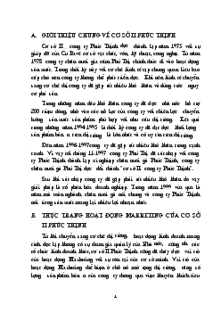 Đề tài Thực trạng hoạt động Marketing của cơ sở II Phúc Thịnh