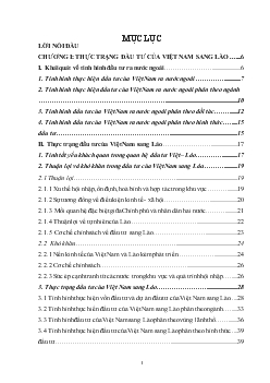 Đề tài Thực trạng và giải pháp nhằm tăng cường đầu tư của Việt Nam sang Lào