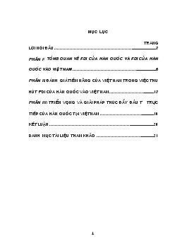 Đề tài Tiềm năng của Việt Nam trong việc thu hút đầu tư trực tiếp nước ngoài từ Hàn Quốc