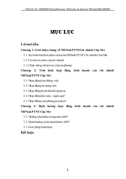 Đề tài Tình hình hoạt động kinh doanh của chi nhánh ngân hàng nông nghiệp và phát triển nông thôn Chợ Mơ