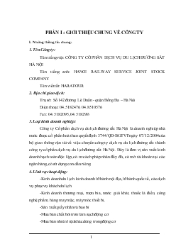 Tình hình hoạt động tại công ty cổ phần dịch vụ du lịch đường sắt Hà Nội