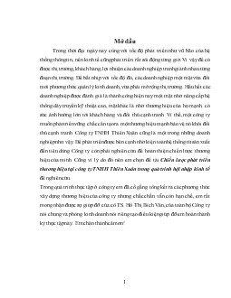 Đề tài Chiến lược phát triển thương hiệu tại công ty TNHH Thiên Xuân trong quá trình hội nhập kinh t