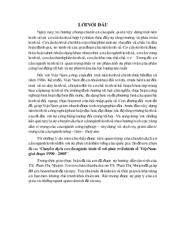 Đề tài Chuyển dịch cơ cấu ngành kinh tế với phát triển kinh tế Việt Nam giai đoạn 1990 – 2005