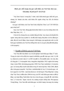 Đề tài Đánh giá chất lượng lúa gạo xuất khẩu của Việt Nam hiện nay. Giải pháp để giải quyết vấn đề này