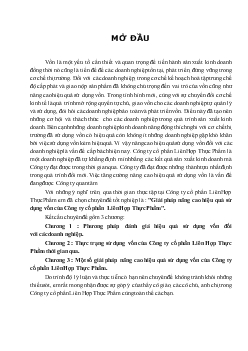 Đề tài Giải pháp nâng cao hiệu quả sử dụng vốn của Công ty cổ phần Liên Hợp Thực Phẩm