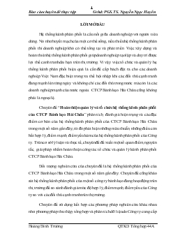 Đề tài Hoàn thiện quản lý và tổ chức hệ thống kênh phân phối của công ty cổ phần Bánh kẹo Hải Châu