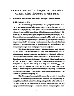 Đề tài Marketing trực tiếp qua truyền hình và khả năng áp dụng ở Việt Nam