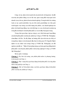 Đề tài Một số biện pháp nâng cao hiệu quả hoạt động kênh phân phối tiêu thụ sản phẩm phần mềm công nghiệp ở Công ty TNHH Hệ Thống Quy