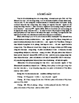 Đề tài Những biện pháp cơ bản gia tăng việc thu hút vốn đầu tư trực tiếp đáp ứng nhu cầu phát triển kinh tế Việt Nam thời kỳ 2001 - 2005