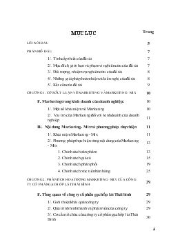 Đề tài Phân tích và đề xuất một số giải pháp nhằm đẩy mạnh hoạt động Marketing - Mix tại công ty cổ phần gạch ốp lát Thái Bình