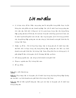 Đề tài Thực trạng việc sử dụng các yếu tố minh họa trong xây dựng thông điệp Quảng cáo cho lĩnh vực kinh doanh nước giải khát ở thị trường Việt Nam