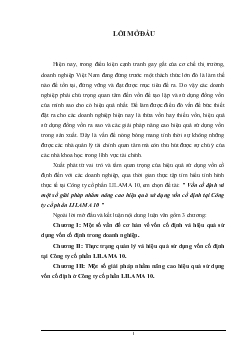 Đề tài Vốn cố định và một số giải pháp nhằm nâng cao hiệu quả sử dụng vốn cố định tại công ty cổ phần Lilama 10