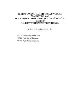 Giải pháp nâng cao hiệu quả ứng dụng marketing vào hoạt động kinh doanh tại ngân hàng nông nghiệp và phát triển nông thôn Hà Nội