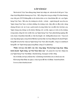 Phân tích sự cần thiết của việc ứng dụng Marketing trong hoạt động kinh doanh Ngân hàng tại Việt Nam hiện nay