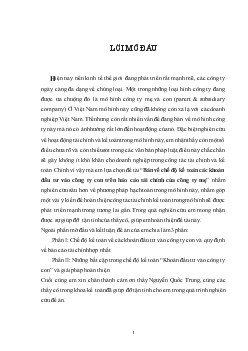 Đề tài Bàn về chế độ kế toán các khoản đầu tư vào công ty con trên Báo cáo tài chính của công ty mẹ