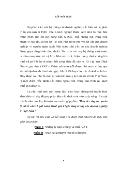 Đề tài Bàn về công tác quản lý và tổ chức hạnh toán Thuế giá tri gia tăng trong các doanh nghiệp ở Việt Nam