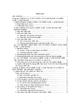 Đề tài Chiến lược cạnh tranh trên thị trường nội địa của công ty cổ phần May 10